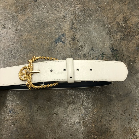 Vintage Buckle Belt Oversized White Nautical Gold - Picture 4 of 7